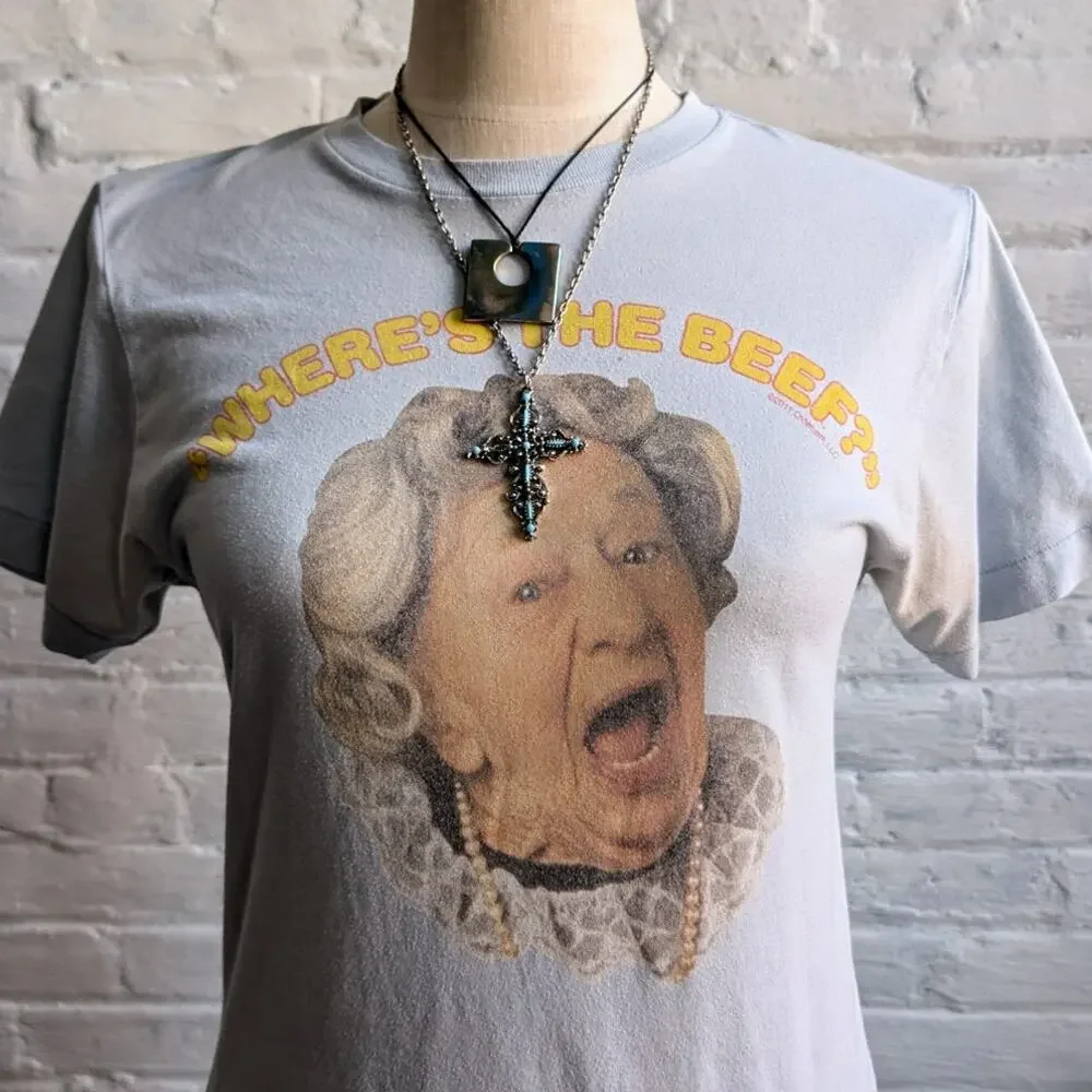 Retro Graphic Tee Vintage Vibe Oversize Funny Tshirt Y2K Pastel Blue Top Small - Picture 1 of 9